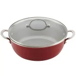 Ayesha Curry Ayesha Home Collection 7.5 Qt. Aluminum Nonstick Stock Pot with Glass Lid, Sienna Red thumbnail 4