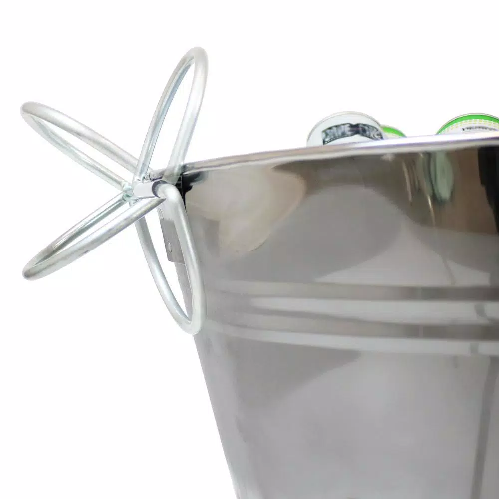 Sunnydaze Decor 5-Gallon Stainless Steel Ice Bucket Cooler with Iron Stand and Serving Tray