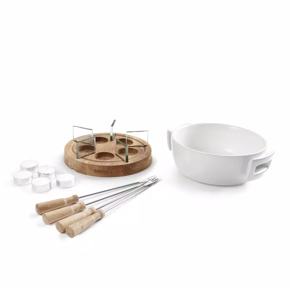 Boska Candlelight Fondue Twinkle 6-Piece Ceramic Fondue Set - White
