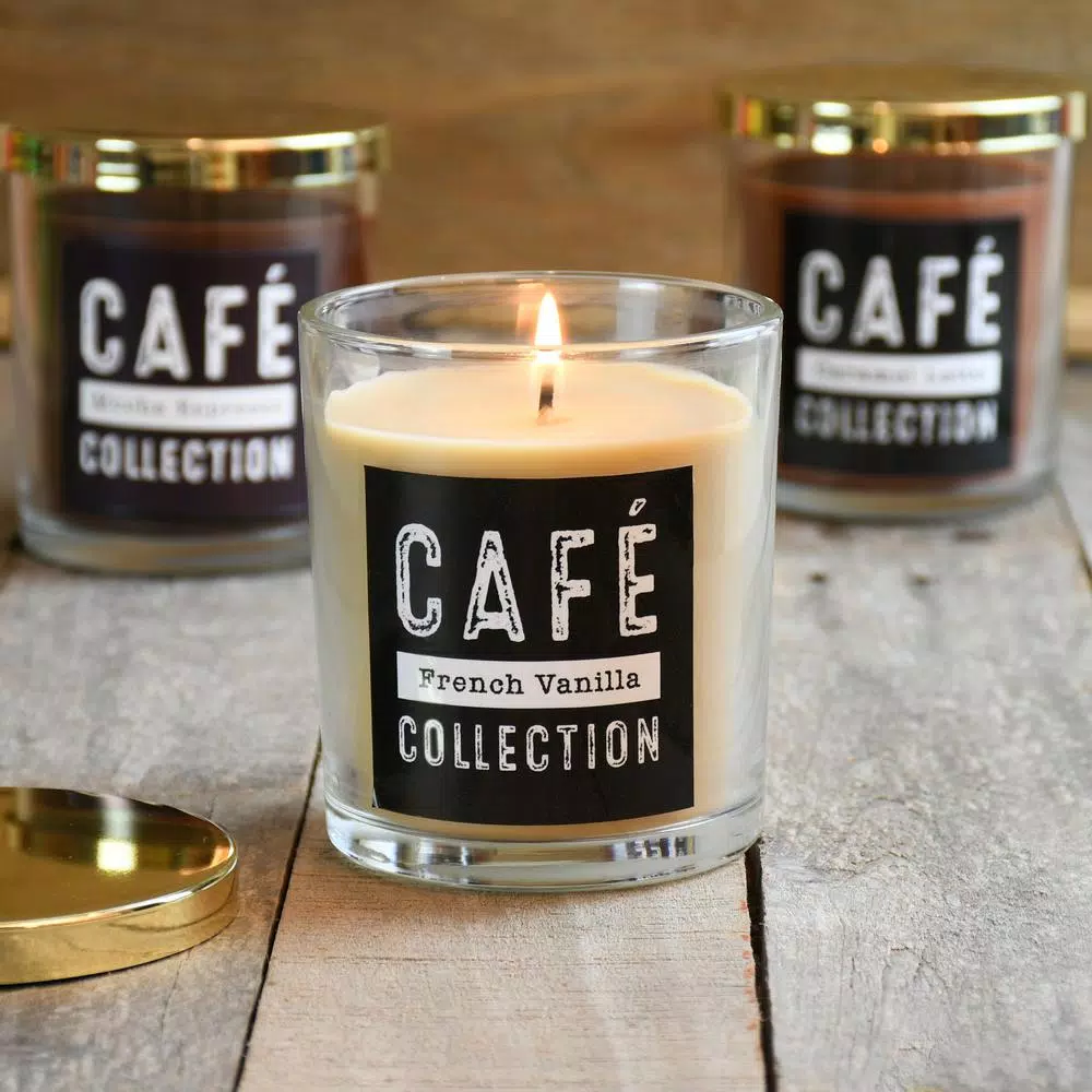 LUMABASE Coffee Cafe Collection Scented Candles, 10 oz. Glass Jars, Set of 3