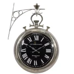 LITTON LANE 22 in. x 16 in. Vintage Pocket-Watch-Style Suspended Wall Clock, Silver Finish thumbnail 1