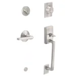 Schlage Century Satin Nickel Single Cylinder Handleset with Latitude Lever thumbnail 1