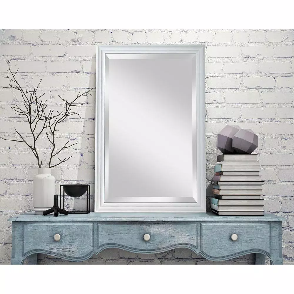 Alpine Art & Mirror Natural White Beveled Glass Accent Mirror, 24 x 36 in.