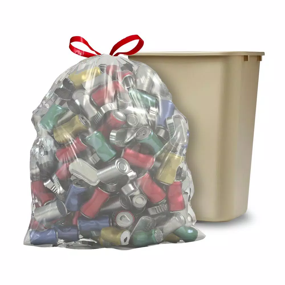 Glad 13 Gallon Tall Kitchen Clear Drawstring Recycling Bags, 45 Count
