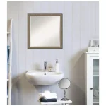 Amanti Art Parisian 22 in. Square Beveled Edge Wood Framed Bathroom Vanity Mirror, Silver Pewter thumbnail 6