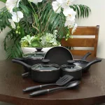 Oster Ashford 10-Piece Nonstick Aluminum Cookware Set, Black thumbnail 2