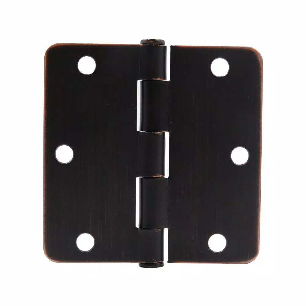 Everbilt 3-1/2 in. x 1/4 in. Radius Oil-Rubbed Bronze Steel Door Hinge, 24-Pack