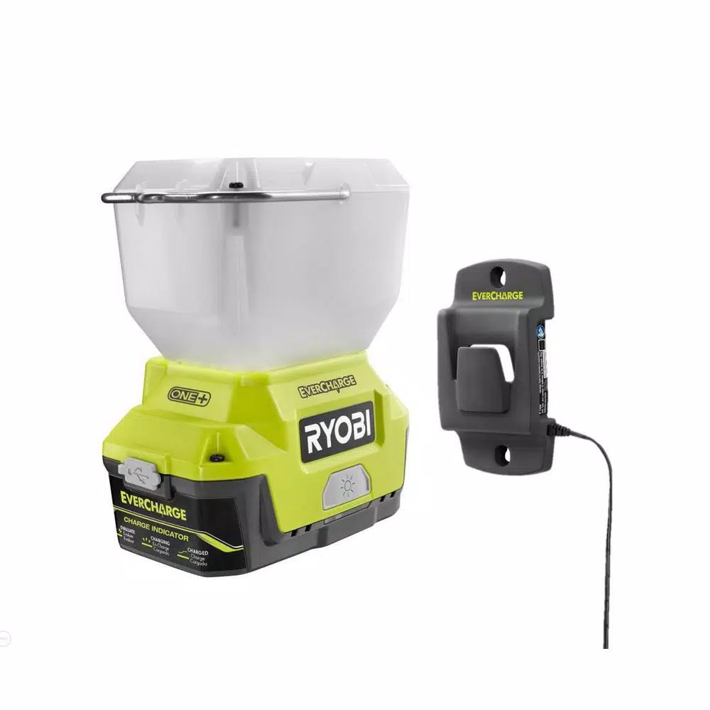 RYOBI 18V ONE+ Cordless LED Area Light Kit with EVERCHARGE Wall Mount Adaptor, 2.0 Ah Battery & Charger