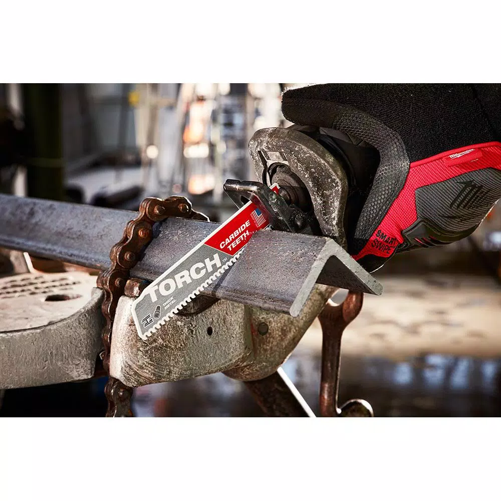 Milwaukee M18 18V Lithium-Ion Cordless Hackzall Reciprocating Saw with Carbide Metal Cutting Blade