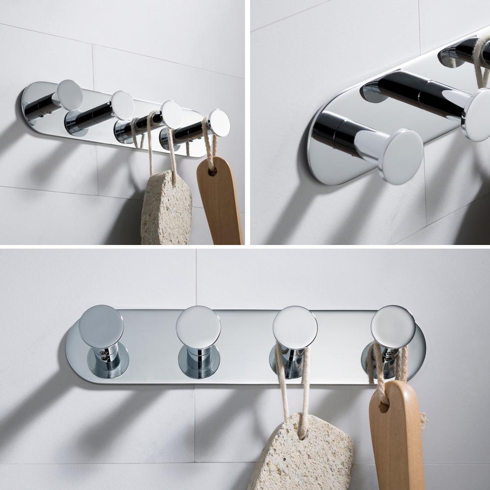 KRAUS Elie 4-Hook Bathroom Robe and Towel Rack, Chrome