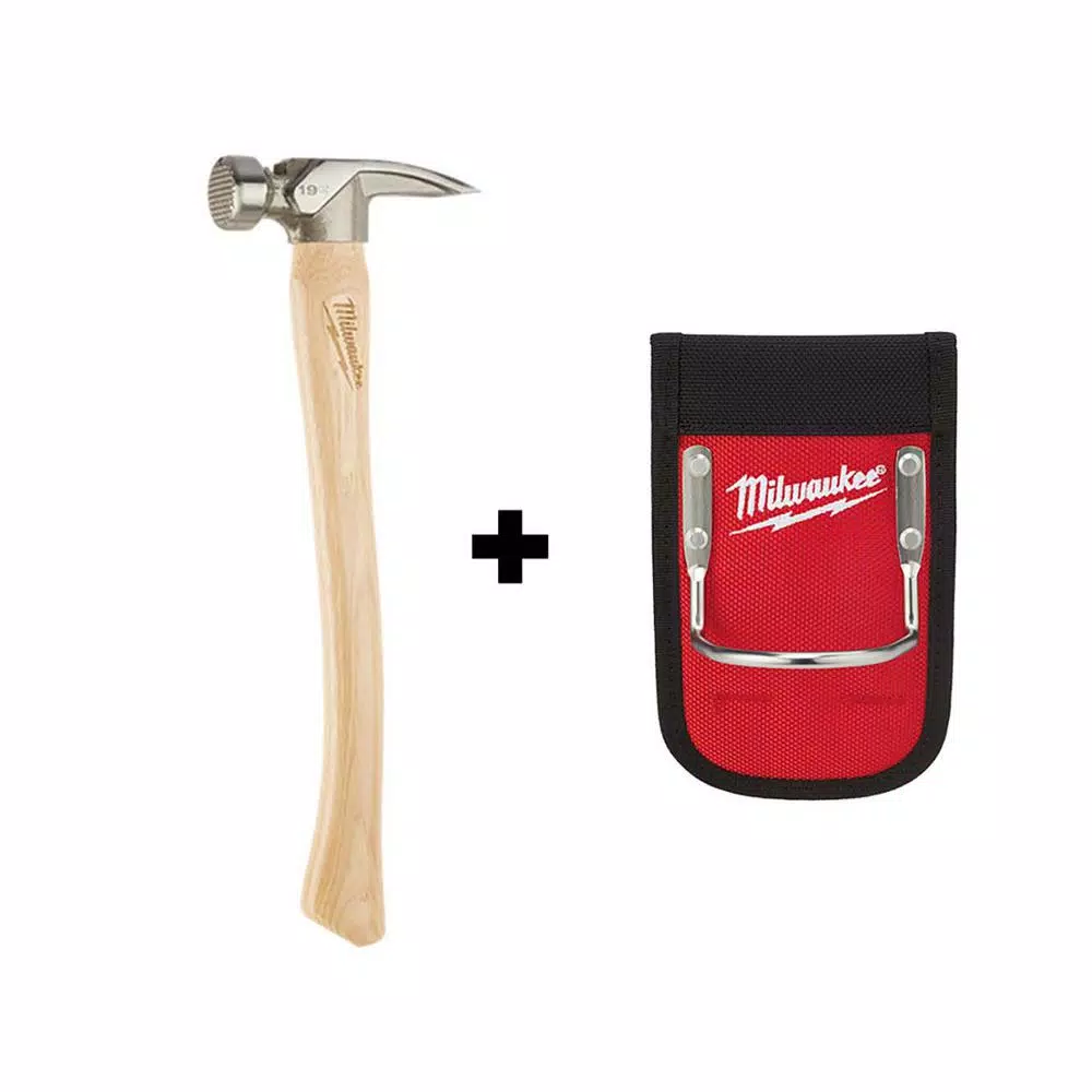 Milwaukee 19 oz. Milled Face Hickory Framing Hammer with Magnetic Nail Set and Hammer Loop