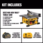DEWALT FLEXVOLT 60V MAX Cordless Brushless 8-1/4 in. Table Saw Kit with (3) 6.0 Ah Batteries thumbnail 2