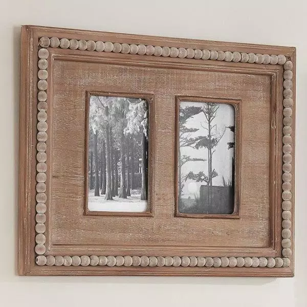 Home Decorators Collection The Home Decorators Collection 4x6 Natural Beaded Wood 2-Opening Collage Picture Frame, Brown