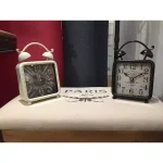 LITTON LANE 9 in. x 6 in. Square Iron Desk Clock 2-Pack - Vintage Distressed Analog Alarm Clocks thumbnail 1