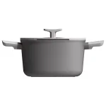 BergHOFF Leo 5.8 qt. Aluminum Nonstick Stock Pot with Glass Lid, Grey thumbnail 2