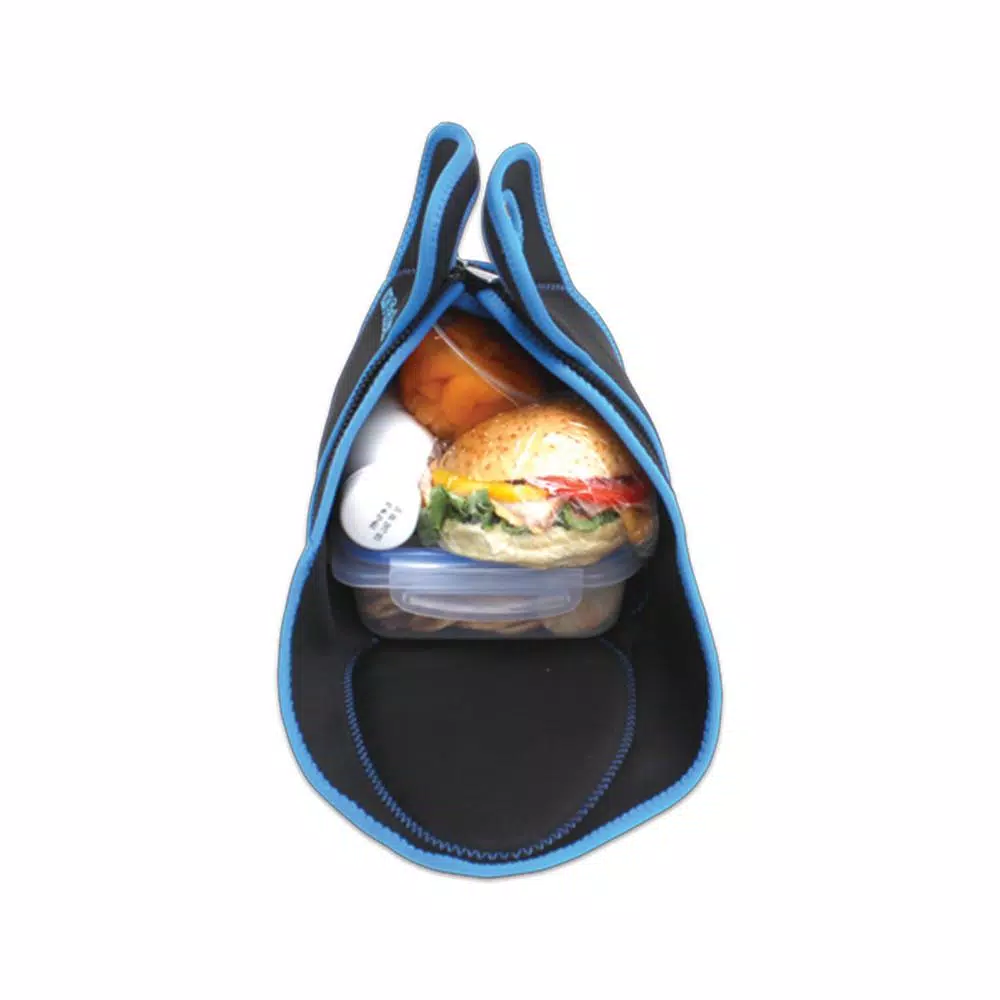 FLATBOX Original Black and Blue Neoprene Lunch Bag and Placemat Set