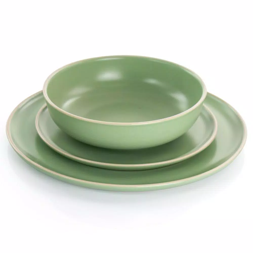 GIBSON elite Gibson Serenade 16-Piece Green Round Stoneware Dinnerware Set
