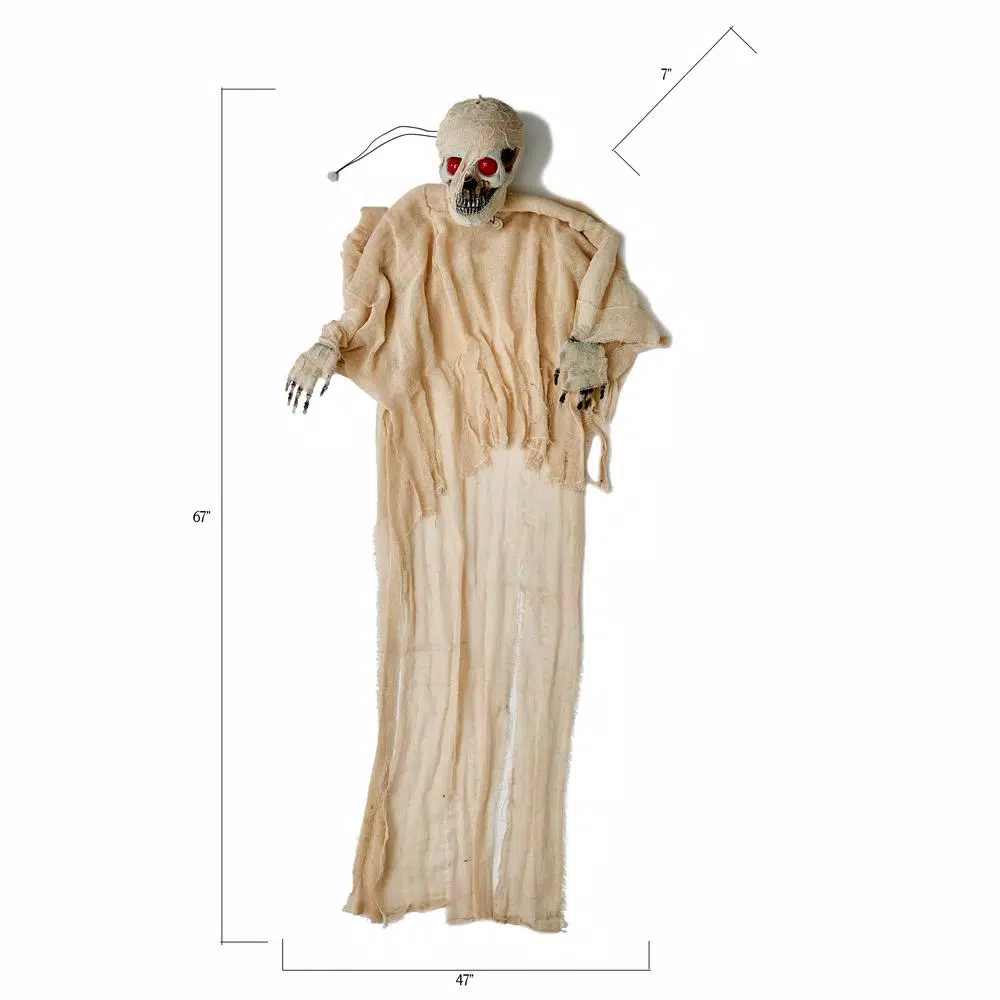 Worth Imports 67 in. Lifesize Hanging Mummy Halloween Decor with Red LED Eyes and Sound Effects