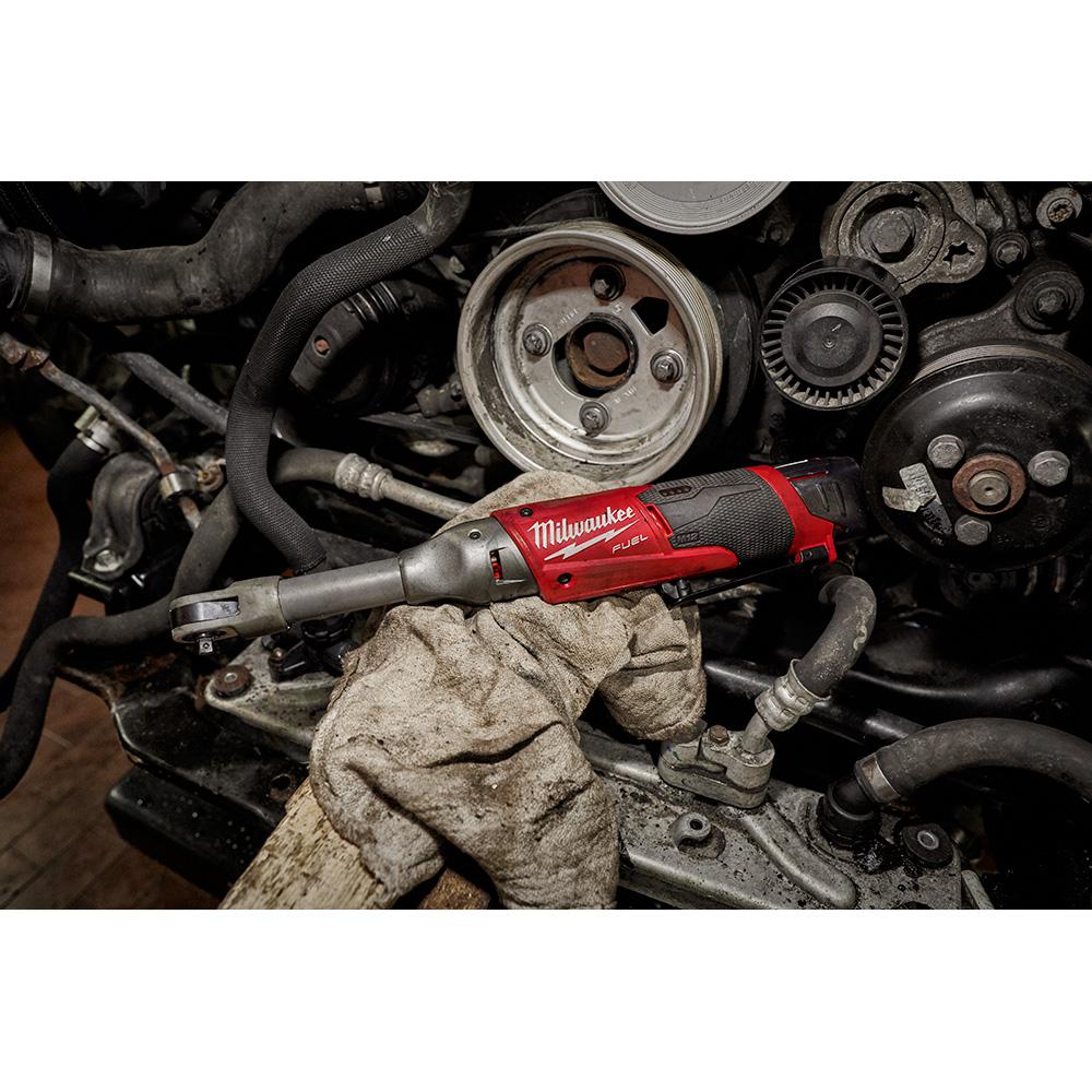 Milwaukee M12 FUEL 12V Brushless Cordless 1/4 in. Extended Reach Ratchet Kit with 2.0 Ah Battery