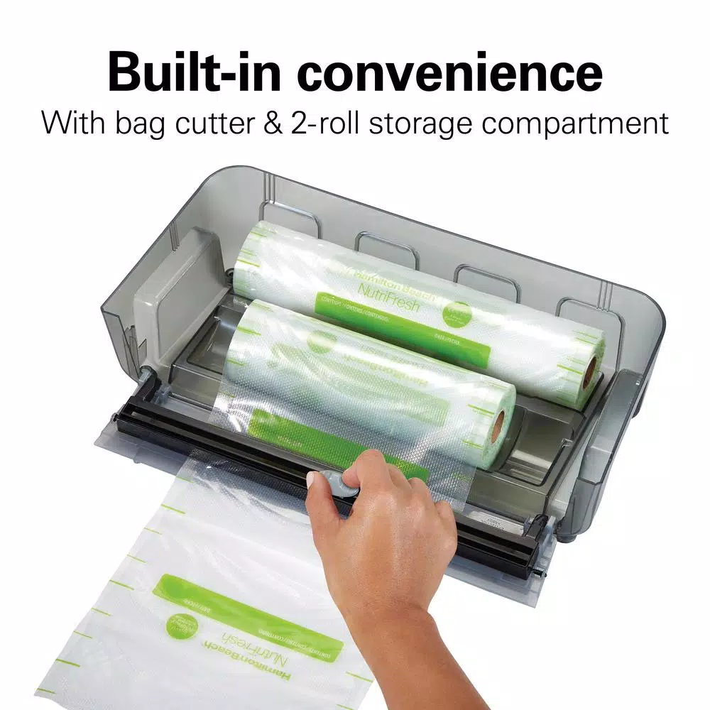 Hamilton Beach NutriFresh Vacuum Sealer with Liquid Sealing, Date Coder, and Starter Kit - Black/Silver