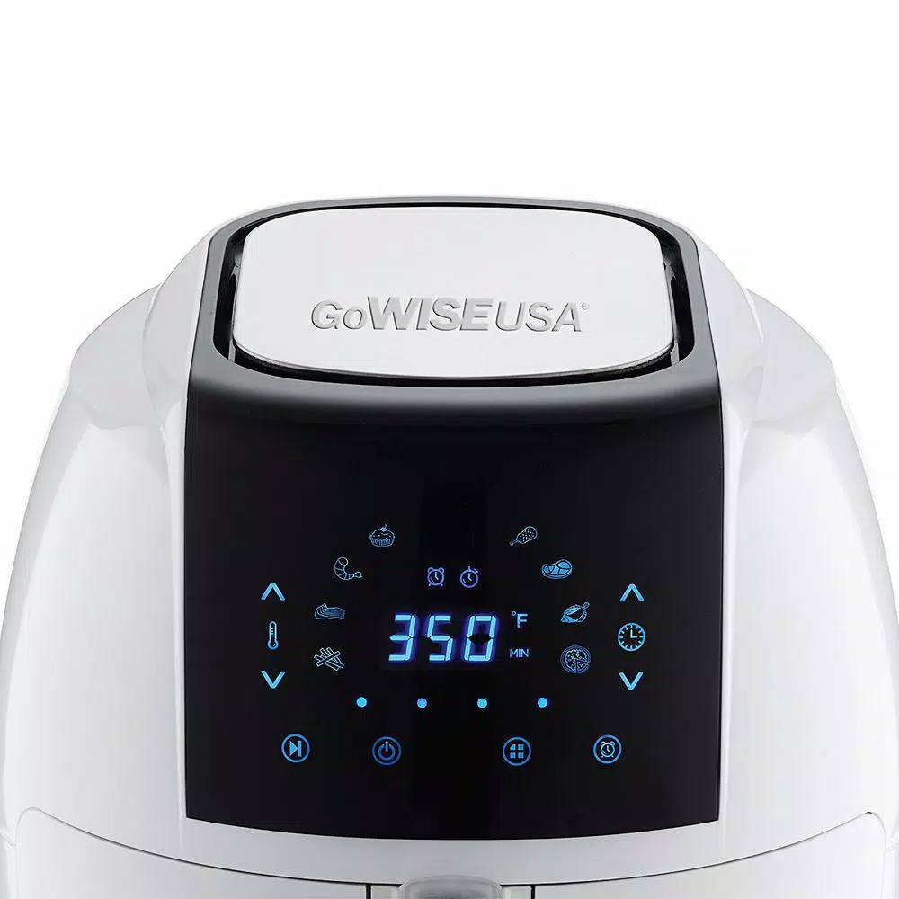 GoWISE USA 5.8 Qt. XL Air Fryer with Touch Screen, 8-in-1 Rapid Air Circulation Technology, White