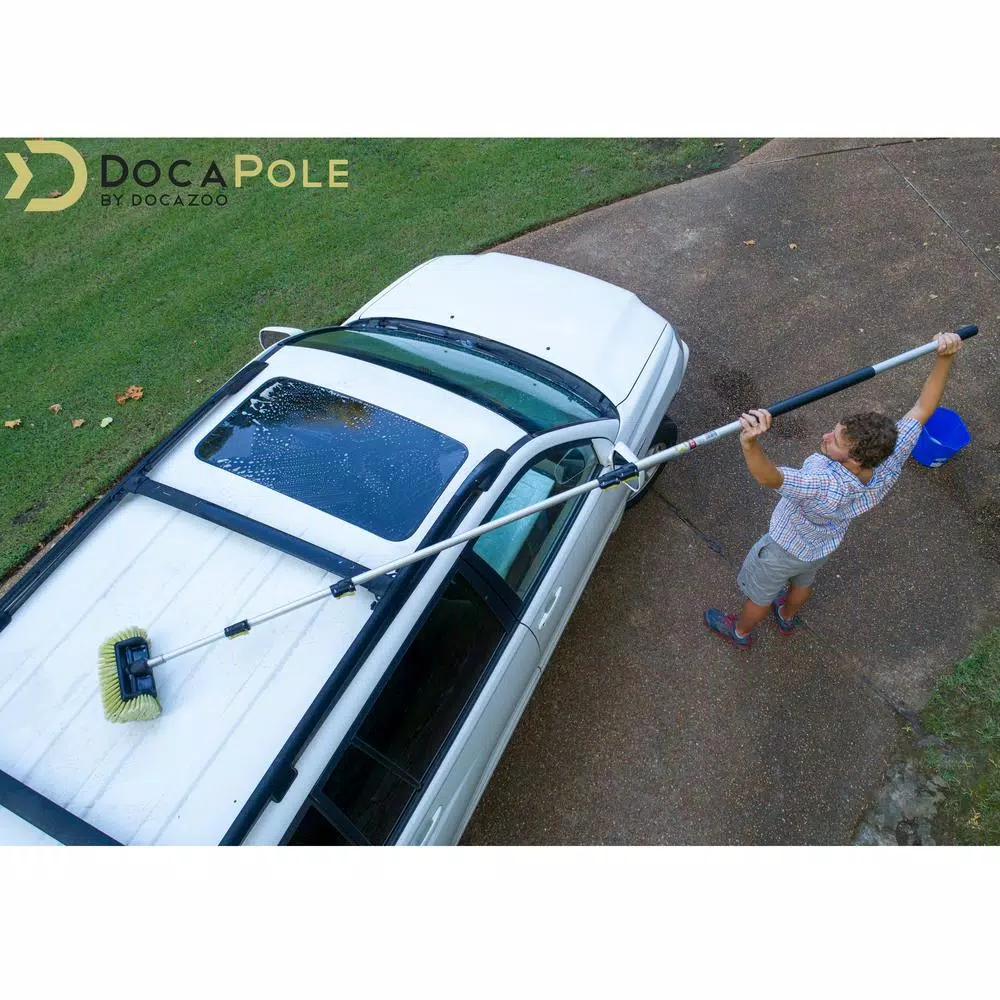 DocaPole 7 ft. to 30 ft. Telescopic Car Wash Cleaning Kit with Extension Pole, Squeegee, and Microfiber Mitts