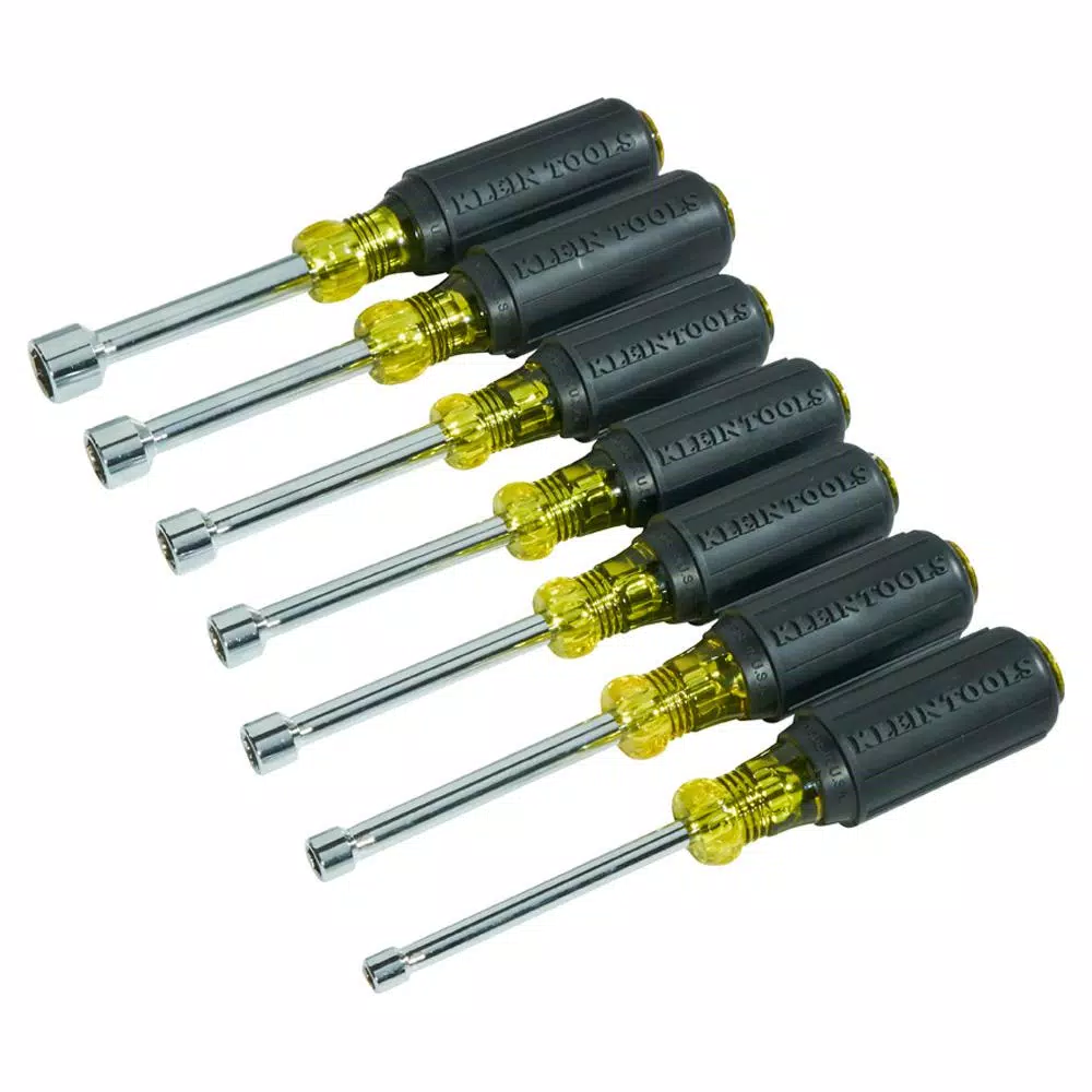 Klein Tools 7-Piece Magnetic Nut Driver Set with 3 in. Hollow Shafts and Cushion Grip Handles
