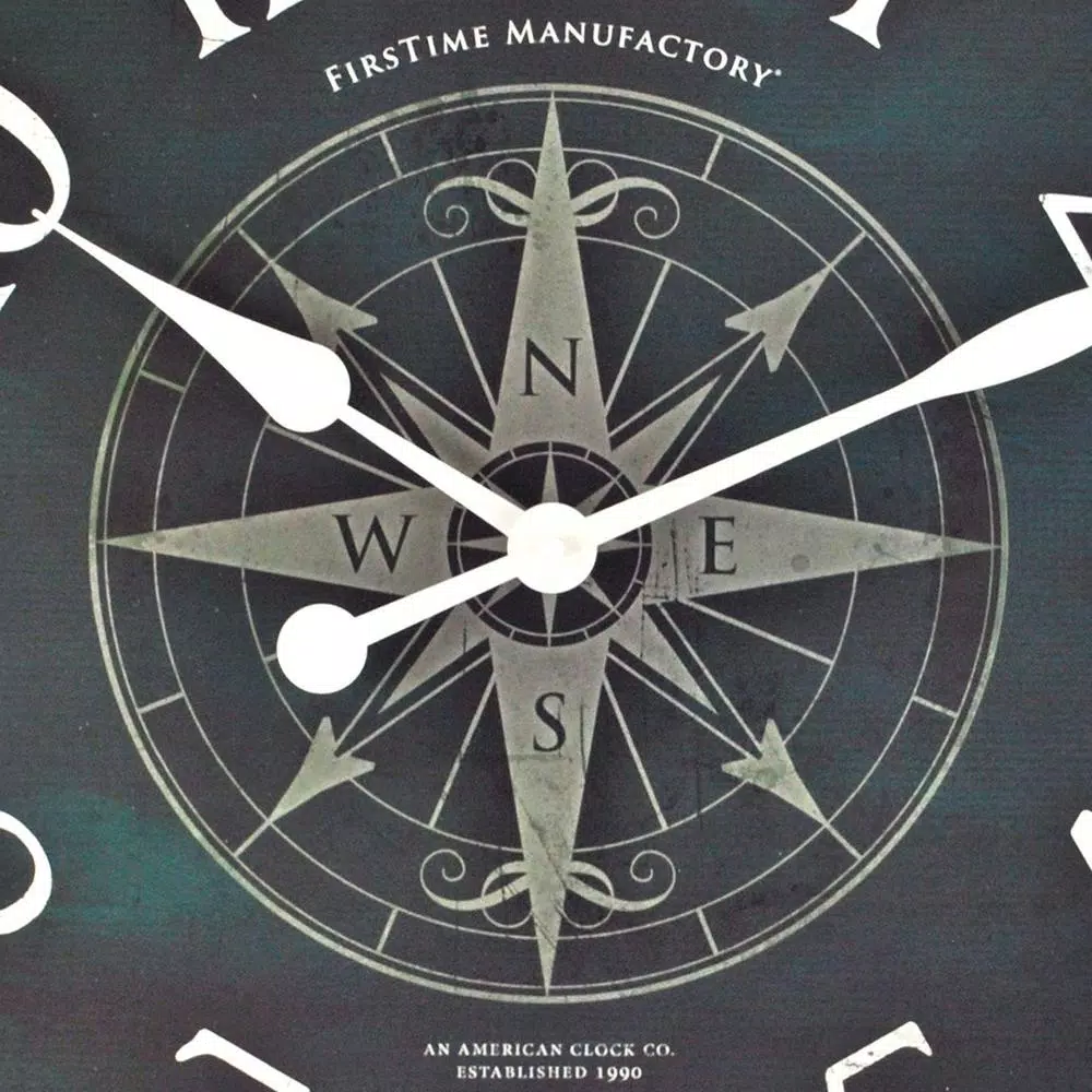 FirsTime 24 in. Compass Rose Wall Clock - Oil Rubbed Bronze Industrial Decor