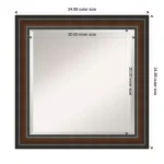 Amanti Art Cyprus Walnut 24.88 in. x 24.88 in. Square Wood Framed Bathroom Vanity Wall Mirror thumbnail 5