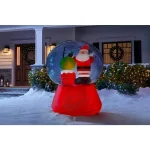 Airblown Gemmy Airblown 5.5 ft. Inflatable Snow Globe Santa on Rooftop with Projection Lighting thumbnail 2