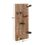LITTON LANE Reclaimed Fir Wood Pegboard Wine Rack - 40 Bottle Capacity - Exposed Mahogany Finish thumbnail 6