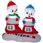 Gemmy 4 ft. Airblown Snowman in Stocking Race Inflatable Christmas Lawn Decoration thumbnail 1