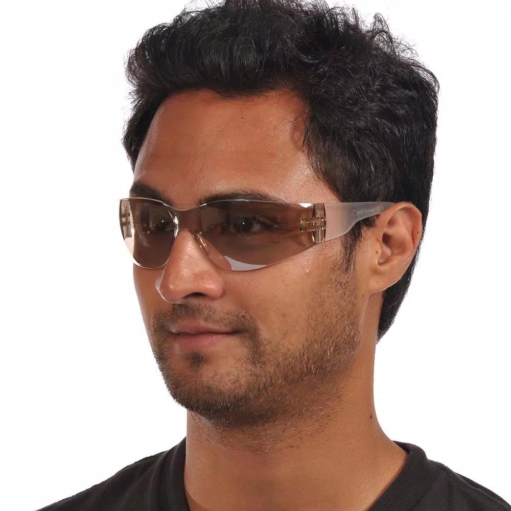ERB Iprotect Safety Glasses with In-Out Mirror Lens, Clear Temple, ANSI Z87.1 High Impact Protection