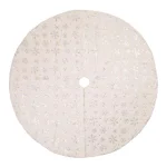 Unbranded 48 in. White Plush Tree Skirt and 2 Stockings Set with Snowflake Embroidery and Beaded Design thumbnail 3