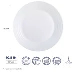 Luminarc Harena White 10.5" Dinner Plate Set, 6-Piece Opal Glass thumbnail 4
