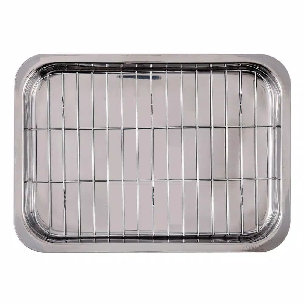 Ovente 13 x 9.3 in. Stainless Steel Roasting Pan with Wire Rack and Handles