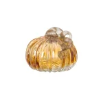 Glitzhome Set of 2 Green and Amber Crackle Glass Short Pumpkins, 4.72 in. Handmade Fall Decor thumbnail 7