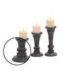 LITTON LANE Distressed Black Mango Wood Candle Holder Set of 3 - Rustic Tapered Design thumbnail 3