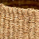 Zentique Hand Woven Seagrass and Palm Leaf Decorative Basket with Beige Stripes, Medium thumbnail 3