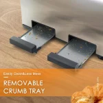 Boyel Living 1500W 4-Slice Wide Slot Silver Toaster with 6 Shade Settings and Removable Crumb Tray thumbnail 6