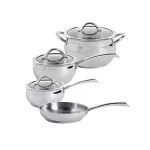 Oster Derrick 7-Piece Stainless Steel Cookware Set with Glass Lids thumbnail 1