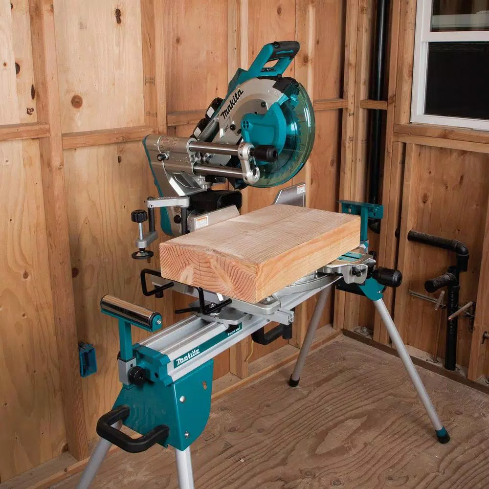 Makita 10 in. Dual-Bevel Sliding Compound Brushless Cordless Miter Saw with Folding Stand Kit