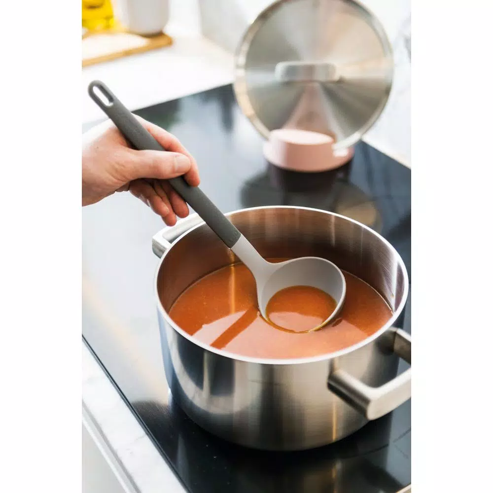 BergHOFF Leo 2-Piece Gray and Mint Silicone Ladle and Spoon Rest Set