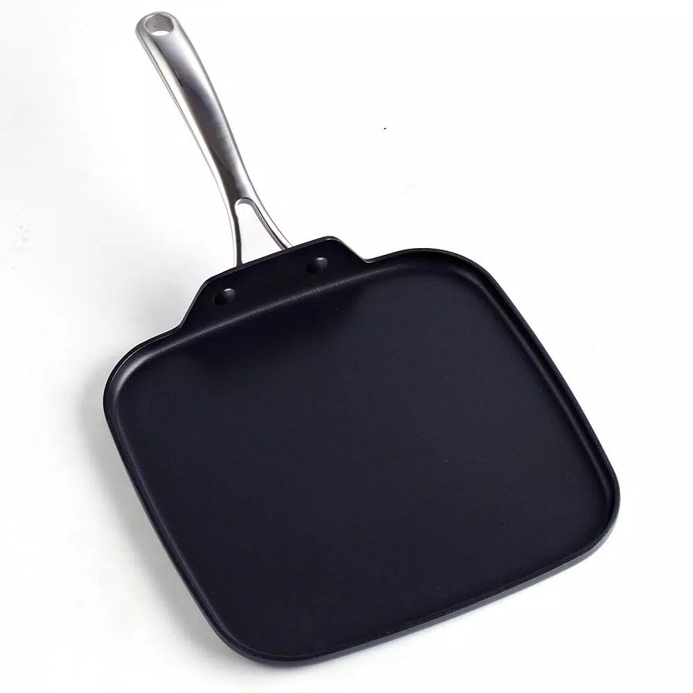 Cooks Standard 11 in. Hard-Anodized Aluminum Nonstick Square Griddle Pan, Black