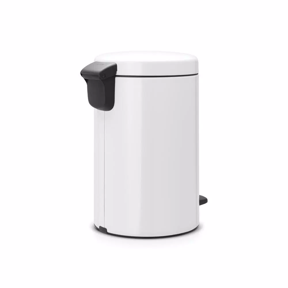 Brabantia Icon 3.2 Gal. White Steel Step-On Trash Can with Soft-Close Lid