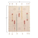3R Studios Pink Cotton Decorative Throw Blanket with Applique, Pom Poms and Tassels thumbnail 3