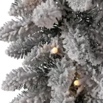 Glitzhome 9 ft. Pre-Lit Snow Flocked Artificial Christmas Garland with Warm White LED Lights and Pine Cones thumbnail 2