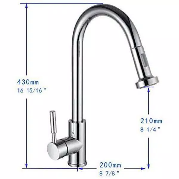 Vanity Art Single-Handle Pull-Down Kitchen Faucet, Chrome Finish, Brass Construction