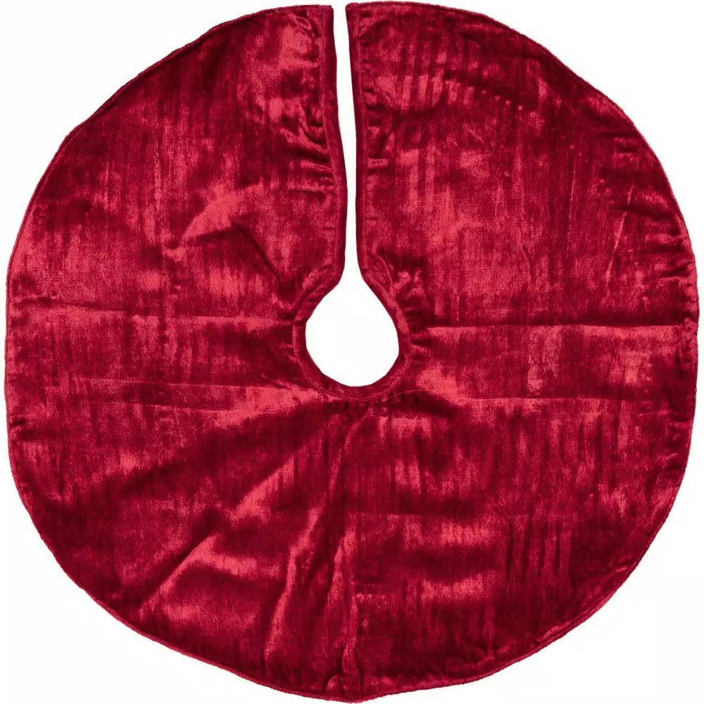 VHC Brands 21 in. Red Memories Glam Christmas Mini Tree Skirt with Gold Trim