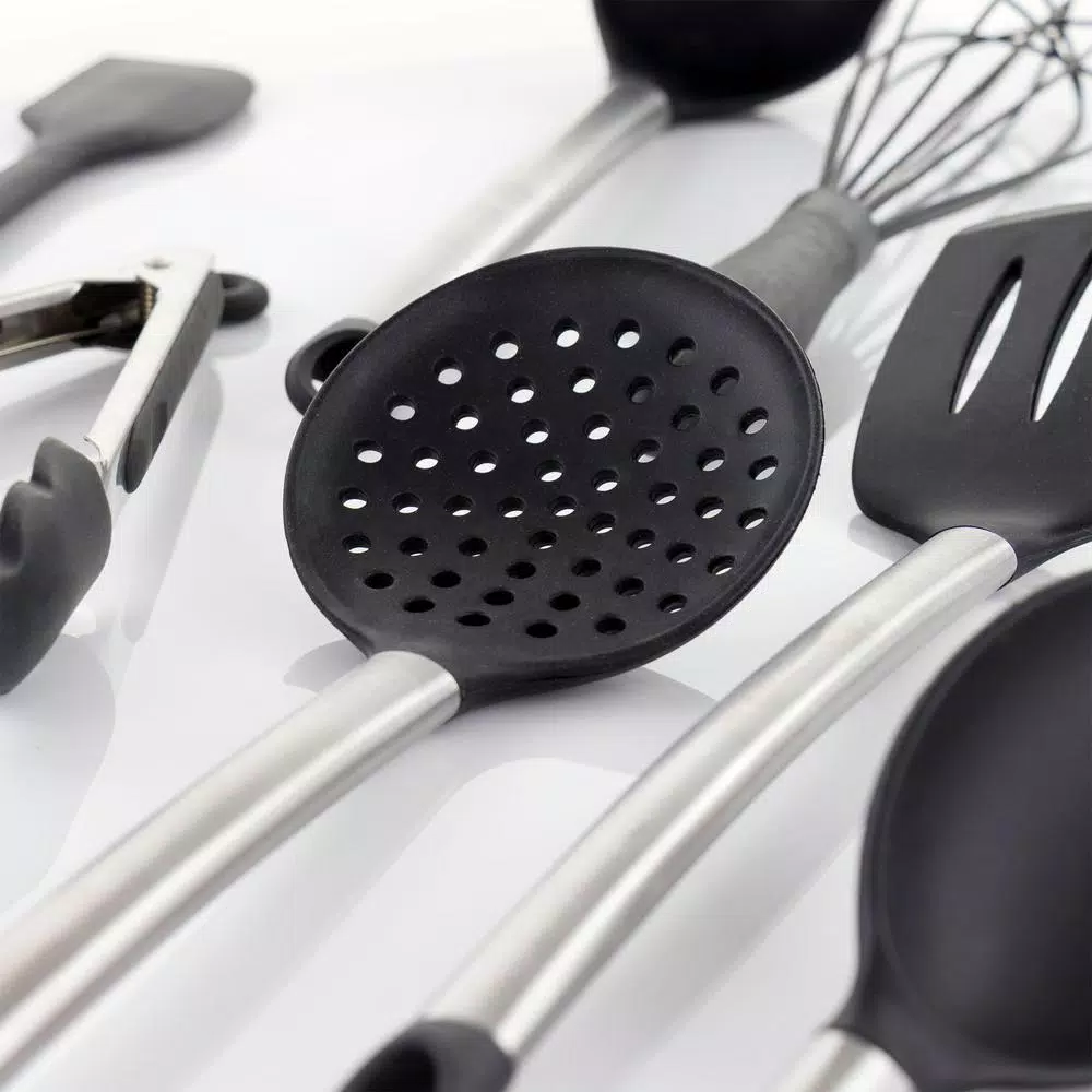 MegaChef 14-Piece Gray Silicone and Stainless Steel Kitchen Utensil Set